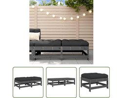 vidaXL Lounge Stoel - Tuin Bank - Tuinvoetenbanken met kussens 2 st massief grenenhout grijs - Outdoor Meubilair - Teak Tafel - Granieten Tafellamp