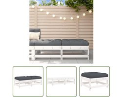 vidaXL Lounge Stoel - Tuin Bank - Tuinvoetenbanken met kussens 2 st massief grenenhout wit - Teak Bank - Outdoor Bank - Veranda Bank