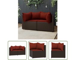 vidaXL Lounge Stoel - Tuinbank - Tuinhoekbanken met kussens 2 st poly rattan bruin - Outdoor Furniture - Patioset - Balkon Meubel