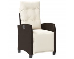 vidaXL Lounge Stoel - Tuinstoel - Tuinstoel verstelbaar met voetensteun poly rattan bruin - Buitendecoratie - Tuinset - Relaxstoelen