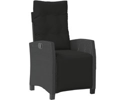 vidaXL Lounge Stoel - Tuinstoel - Tuinstoel verstelbaar met voetensteun poly rattan zwart - Relaxstoelen - Buitendecoratie - Tuinset
