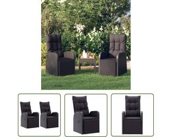 vidaXL Lounge Stoel - Tuinstoel - Tuinstoelen 2 st verstelbaar met kussens poly rattan zwart - Relax Fauteuil - Buitendecoratie - Tuinset