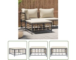 vidaXL Lounge Stoel - Tuinstoel - Tuinvoetenbank met beige kussen poly rattan - Voetenbank - Outdoor Bank - Patio Meubel