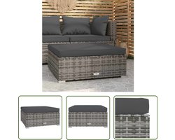 vidaXL Lounge Stoel - Tuinstoel - Tuinvoetenbank met kussen 70x70x30 cm poly rattan grijs - Buitendecoratie - Outdoor Furniture - Ratan Bank