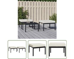 vidaXL Lounge Stoel - Tuinstoel - Tuinvoetenbanken met zandkleur kussens 2 st 60x60x35 cm staal - Buitensteun - Terrastool - Garden Furniture