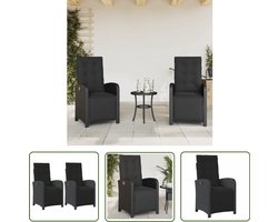vidaXL Lounge Stoel - Tuinstoelen - Tuinstoelen 2 st verstelbaar met voetensteun poly rattan zwart - Relax Stoel - Outdoor Meubels - Poly Rattan