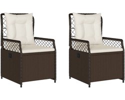 vidaXL Lounge Stoel - Tuinstoelen - Tuinstoelen 2 st verstelbaar poly rattan bruin - Buitenspeelplaats - Patio Meubel - Relaxfauteuil