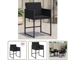 vidaXL Lounge Stoel - Tuinstoelen - Tuinstoelen 4 st met kussens poly rattan zwart - Outdoor Stoel - Patio Meubel - Garden Furniture