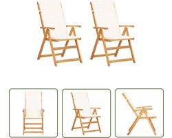 vidaXL Lounge Stoelen - Tuinstoelen - Tuinstoelen 2 st verstelbaar massief acaciahout bruin - Buitensteun - Acacia Hout - Outdoor Furniture