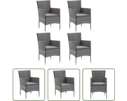 vidaXL Lounge Stoelen - Tuinstoelen - Tuinstoelen 4 st poly rattan grijs - Buitensteun - Patio Meubel - Outdoor Furniture