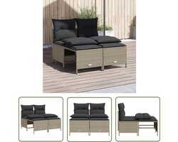 vidaXL Loungebank Grijs - Tuin Lounge Set - 4-delige Loungeset met kussens poly rattan lichtgrijs - Outdoor Furniture - Ratan Tuinset - Buitendecoratie