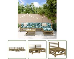 vidaXL Loungebank Hout - Tuin Lounge Set - 7-delige Loungeset geïmpregneerd grenenhout - Grenenhouten Lounge Set - Outdoor Furniture - Tuinset