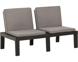 vidaXL - Loungebank - met - kussen - kunststof - grijs