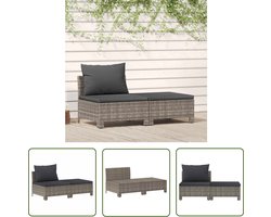 vidaXL Loungebank - Tuin Lounge Set - 2-delige Loungeset met kussens poly rattan grijs - Buitendinerset - Outdoor Furniture - Tuinset