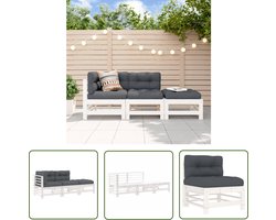 vidaXL Loungebank - Tuin Lounge Set - 3-delige Loungeset met kussens massief hout wit - Teak Tafel - Outdoor Furniture - Garden Furniture