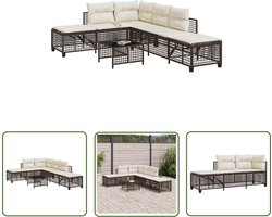 vidaXL Loungebank - Tuin Lounge Set - 3-delige Loungeset met kussens poly rattan bruin - Buitendecoratie - Patio Furniture - Garden Furniture