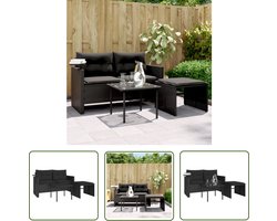 vidaXL Loungebank - Tuin Lounge Set - 3-delige Loungeset met kussens poly rattan zwart - Outdoor Furniture - Zwarte Tuinbank - Ratan Lounge Set