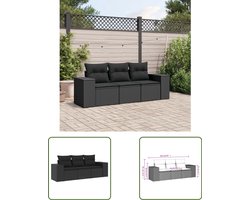 vidaXL Loungebank - Tuin Lounge Set - 3-delige Loungeset met kussens poly rattan zwart - Tuinset - Outdoor Furniture - Patio Set