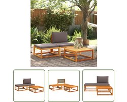 vidaXL Loungebank - Tuin Lounge Set - 3-delige tuinbankset met kussens acaciahout & rotan - Acacia Hout - Buitendecoratie - Outdoor Furniture