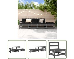 vidaXL Loungebank - Tuin Lounge Set - 4-delige Loungeset massief grenenhout grijs - Teak Tafel - Outdoor Furniture - Garden Furniture