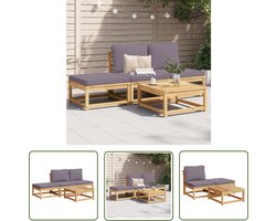 vidaXL Loungebank - Tuin Lounge Set - 4-delige Loungeset met kussens massief acaciahout - Acacia Hout - Buiten Meubelen - Terras Meubilering