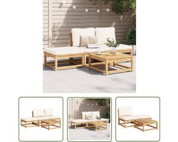 vidaXL Loungebank - Tuin Lounge Set - 4-delige Loungeset met kussens massief acaciahout - Acacia Hout - Outdoor Furniture - Buitendiner