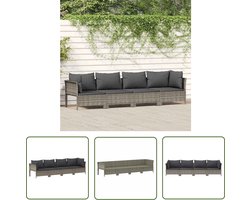 vidaXL Loungebank - Tuin Lounge Set - 4-delige Loungeset met kussens poly rattan grijs - Buitendinerset - Patio Furniture - Outdoor Seating