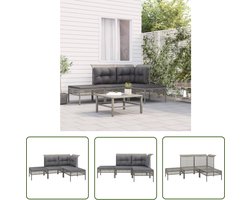 vidaXL Loungebank - Tuin Lounge Set - 4-delige Loungeset met kussens poly rattan grijs - Outdoor Furniture - Patioset - Garden Furniture