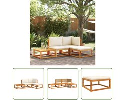 vidaXL Loungebank - Tuin Lounge Set - 4-delige tuinbankset met kussens acaciahout & touw - Acacia Hout - Outdoor Furniture - Terras Meubel