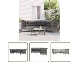 vidaXL Loungebank - Tuin Lounge Set - 5-delige Loungeset met kussens poly rattan grijs - Outdoor Furniture - Patio Set - Garden Sofa