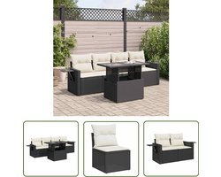 vidaXL Loungebank - Tuin Lounge Set - 5-delige Loungeset met kussens poly rattan zwart - Buitendinerset - Outdoor Furniture - Patio Set