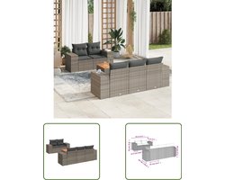 vidaXL Loungebank - Tuin Lounge Set - 6-delige Loungeset met kussens poly rattan grijs - Buitendecoratie - Outdoor Furniture - Patio Set