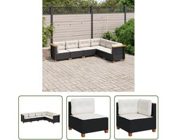 vidaXL Loungebank - Tuin Lounge Set - 6-delige Loungeset met kussens poly rattan zwart - Poly Rattan - Zwarte Lounge Set - Buitendiner