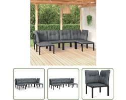 vidaXL Loungebank - Tuin Lounge Set - 6-delige Loungeset poly rattan zwart en grijs - Buitendecoratie - Poly Rattan - Rattan Lounge Set