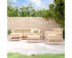 vidaXL Loungebank - Tuin Lounge Set - 7-delige Loungeset met kussens massief teak - Tuinset - Hout Tuinmeubilair - Outdoor Furniture