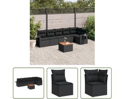 vidaXL Loungebank - Tuin Lounge Set - 7-delige Loungeset met kussens poly rattan zwart - Outdoor Furniture - Patio Set - Ratan Meubels