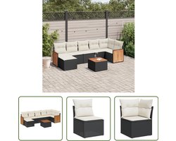 vidaXL Loungebank - Tuin Lounge Set - 8-delige Loungeset met kussens poly rattan zwart - Buitendecoratie - Outdoor Furniture - Relaxstoel