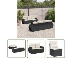vidaXL Loungebank - Tuin Lounge Set - 8-delige Loungeset met kussens poly rattan zwart - Buitendiner - Patio Furniture - Outdoor Living