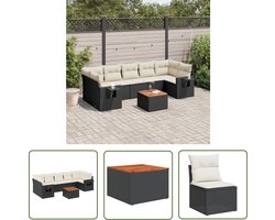 vidaXL Loungebank - Tuin Lounge Set - 8-delige Loungeset met kussens poly rattan zwart - Poly Rattan - Zwarte Lounge Set - Buitendining