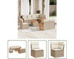 vidaXL Loungebank - Tuin Lounge Set - 9-delige Loungeset met kussens poly rattan beige - Buisstoel - Outdoor Furniture - Patio Set