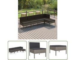vidaXL Loungebank - Tuinlounge - 5-delige Loungeset met kussens poly rattan grijs - Buitendiner - Patio Set - Outdoor Furniture