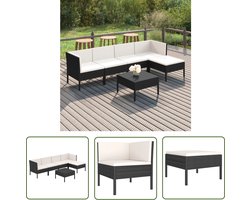 vidaXL Loungebank - Tuinlounge - 6-delige Loungeset met kussens poly rattan zwart - Outdoor Furniture - Tuinset - Ratan Meubel