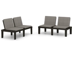 vidaXL - Loungebanken - 2 - st - met - kussens - kunststof - grijs