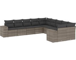 vidaXL Loungeset 10-delig - Grijs - Inclusief kussens Loungeset - Tuinset - Tuinbank - Lounge Set - Outdoor Furniture