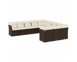 vidaXL Loungeset - 11-delig - Bruin - Inclusief kussens Loungeset - Tuinset - Tuinmeubels - Lounge Set - Outdoor Furniture