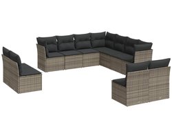 vidaXL Loungeset - 11-delig - Grijs - Met kussens Loungebank - Tuinset - Lounge Set - Buitendecoratie - Outdoor Furniture