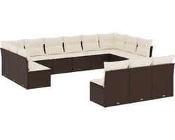 vidaXL Loungeset - 13-delig - Bruin - Inclusief Kussens Loungeset - Tuinset - Lounge Set - Buitentijnen - Tuinmeubels