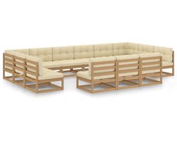 vidaXL Loungeset - 13-delig - Grenenhout - Honingbruin Loungeset - Tuinset - Houten Lounge - Tuinmeubels - Terrasmeubilair