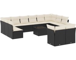 vidaXL Loungeset 13-delig - Poly Rattan - Zwart