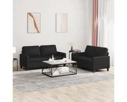 vidaXL Loungeset 2-delig - Kunstleer - Zwart Loungeset - 2 Persoons Bank - Zwarte Bank - Kunstleder Bank - Lounge Set